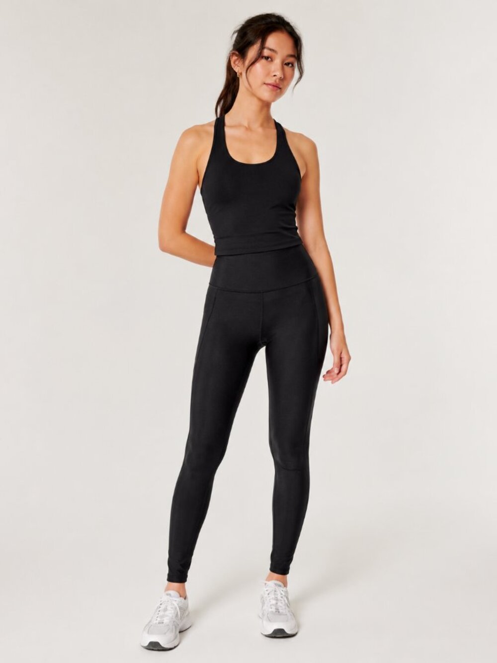 Women’s Black High-Waisted Stretch Athletic Leggings, XS